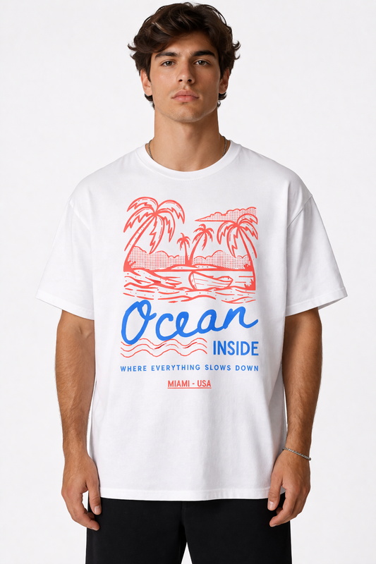 Ocean Inside T-Shirt Weiß – 250 GSM Baumwolle