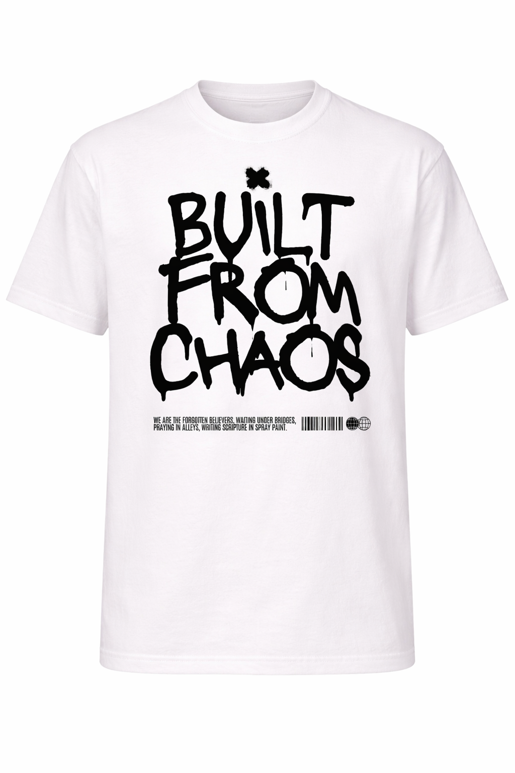 Built From Chaos T-Shirt Weiß – 250 GSM Baumwolle