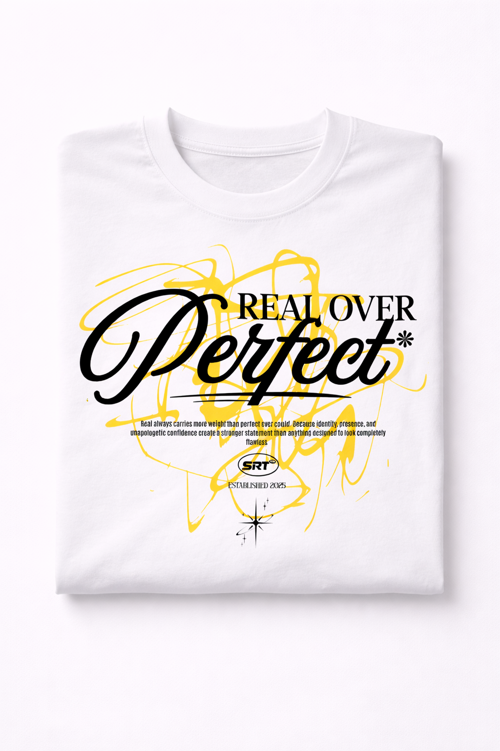 Real Over Perfect T-Shirt Weiß – Premium 250 GSM Baumwolle