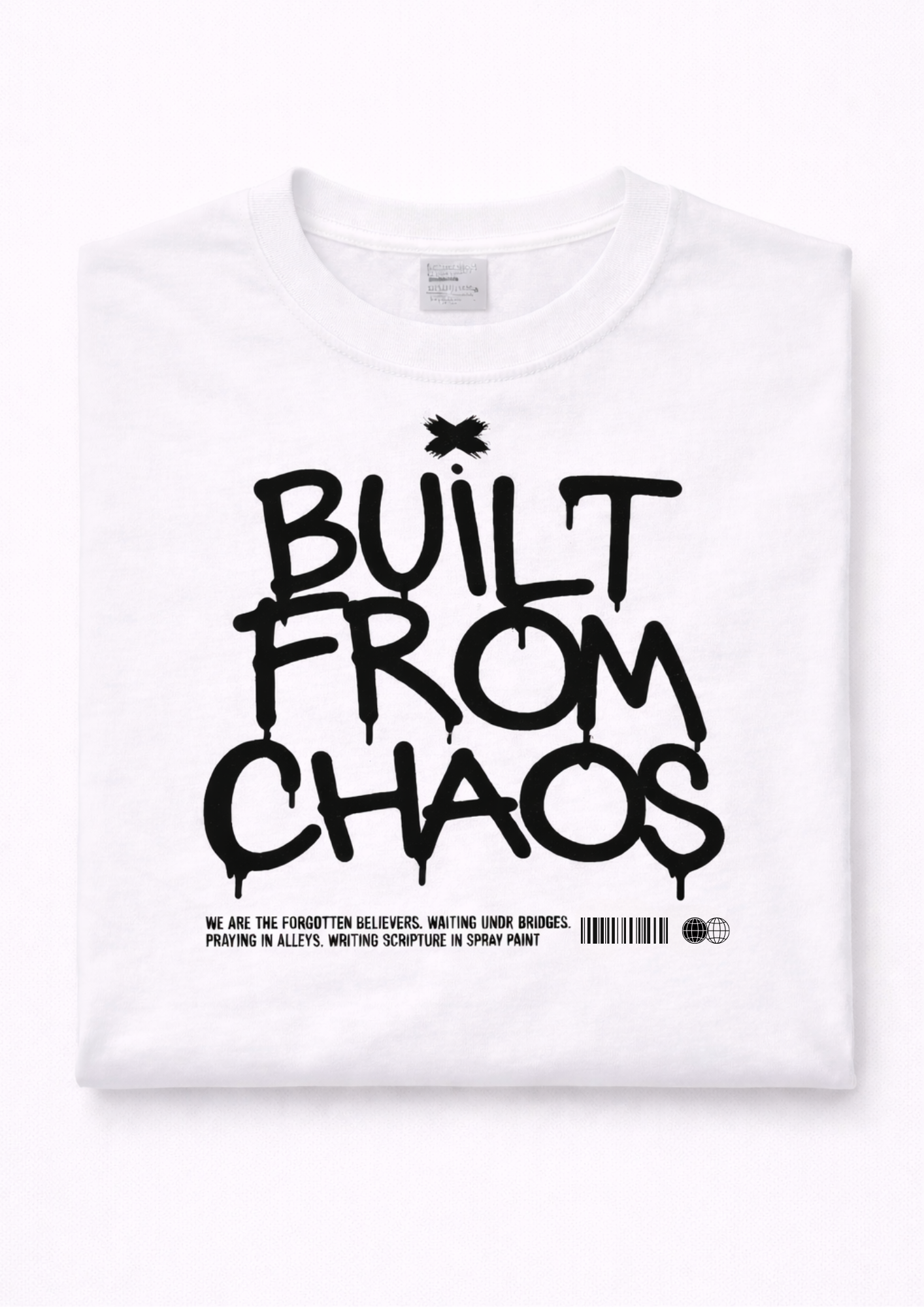 Built From Chaos T-Shirt Weiß – 250 GSM Baumwolle