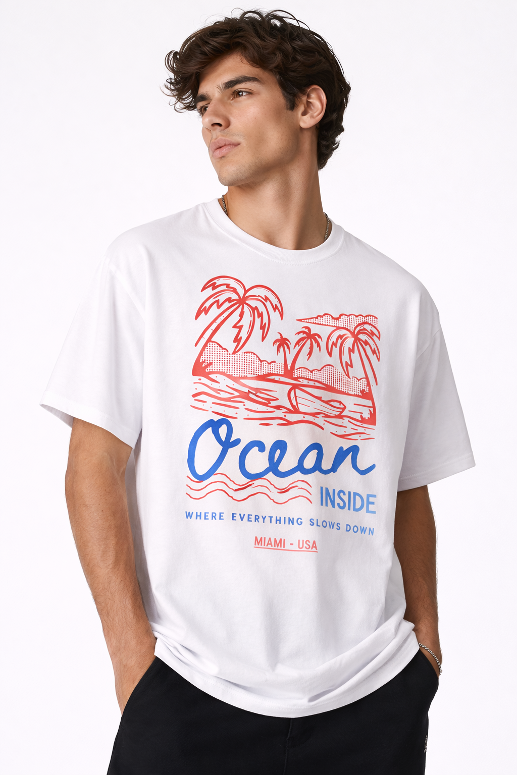 Ocean Inside T-Shirt Weiß – 250 GSM Baumwolle