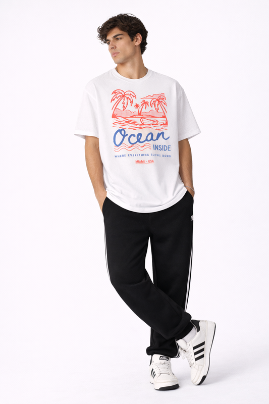 Ocean Inside T-Shirt Weiß – 250 GSM Baumwolle