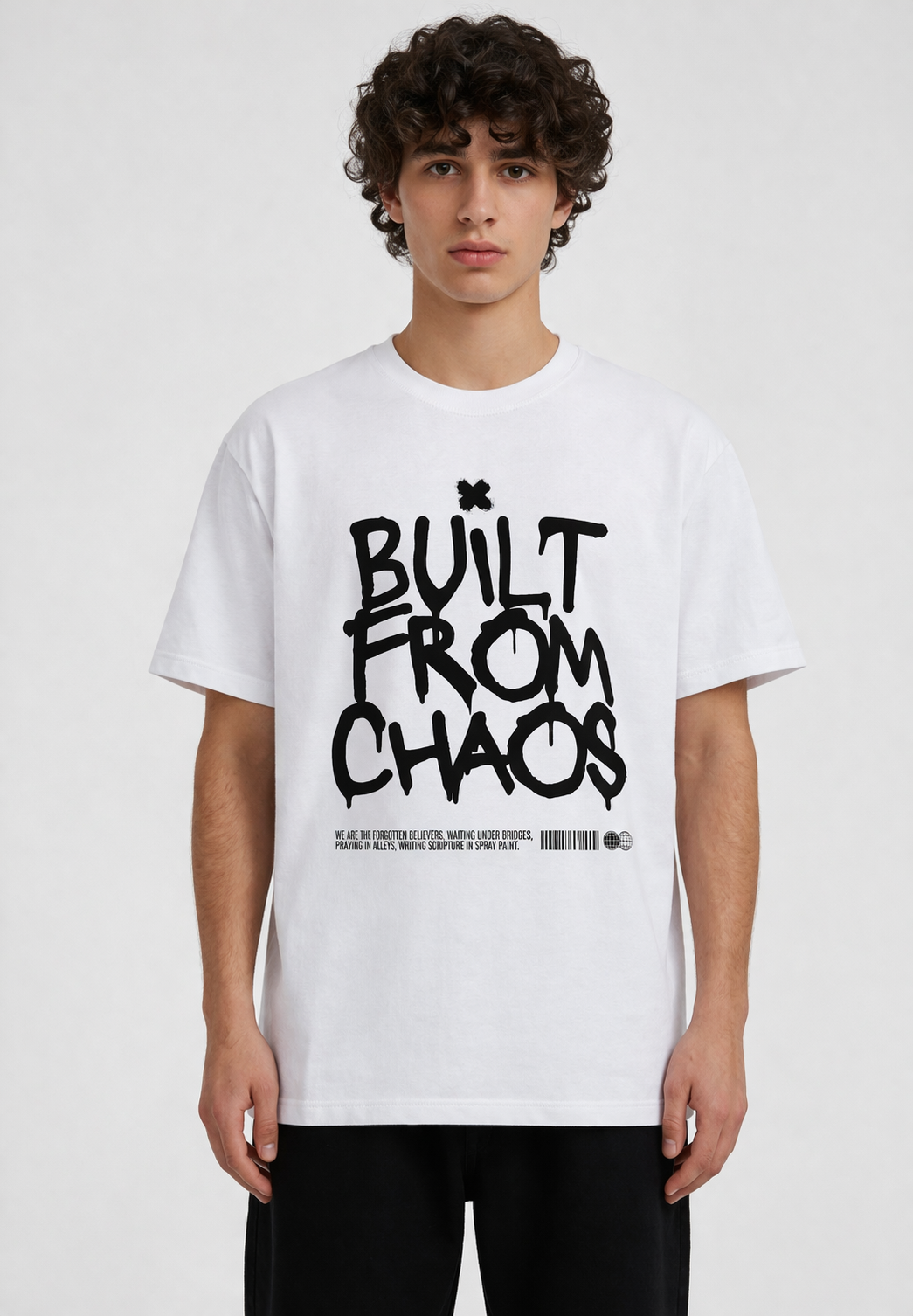 Built From Chaos T-Shirt Weiß – 250 GSM Baumwolle