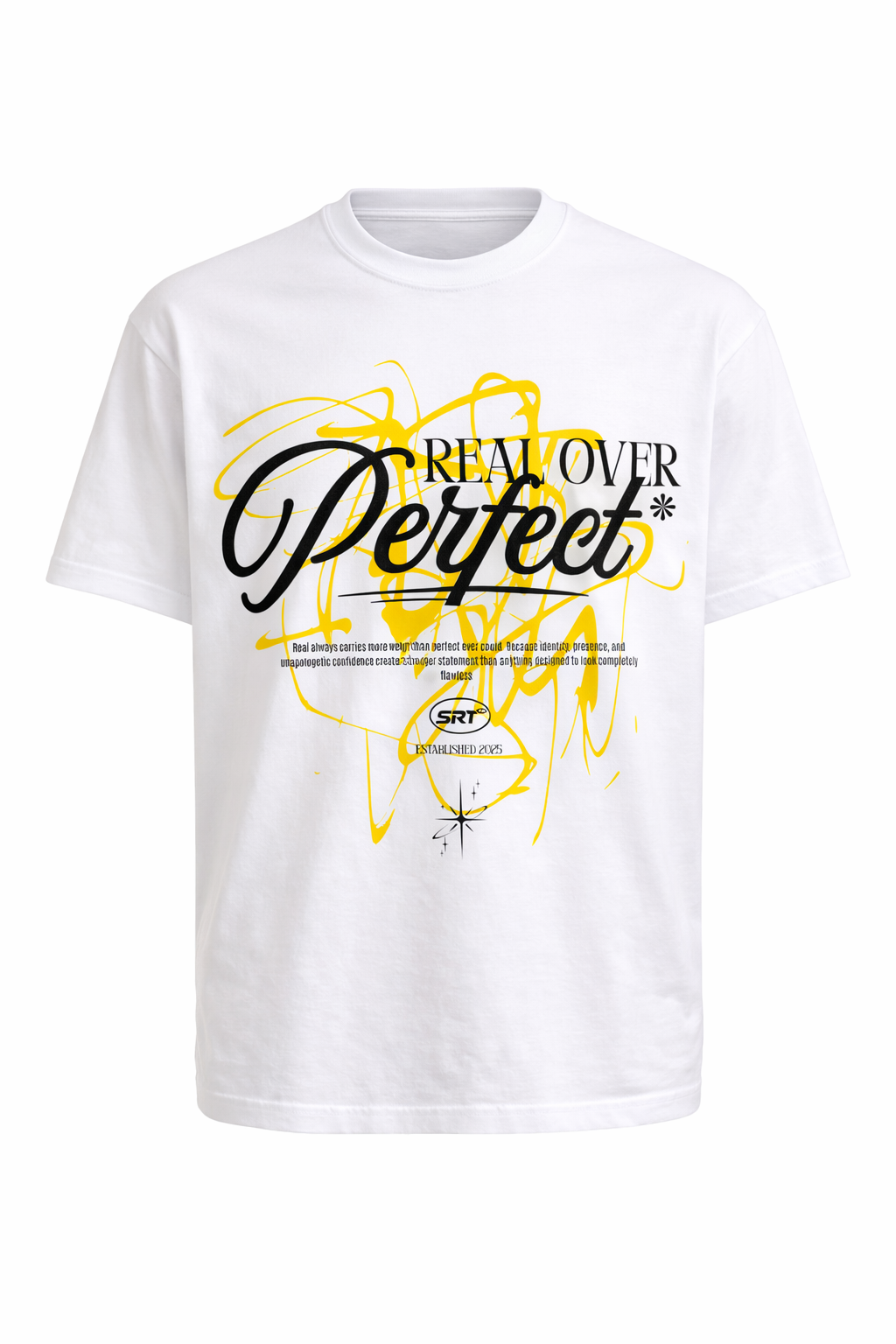 Real Over Perfect T-Shirt Weiß – Premium 250 GSM Baumwolle