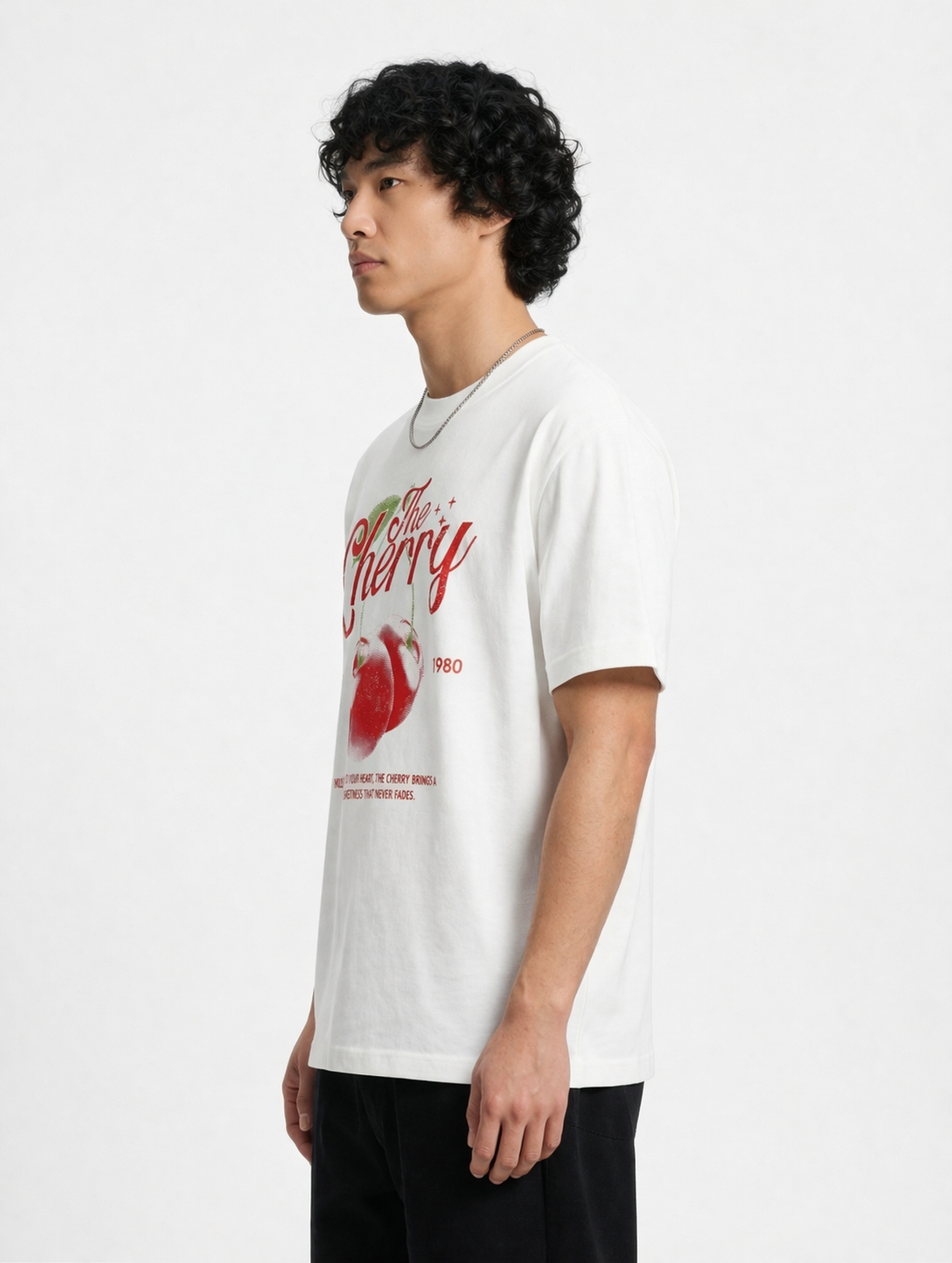 Cherry Graphic Tee Weiß Baumwolle 100%