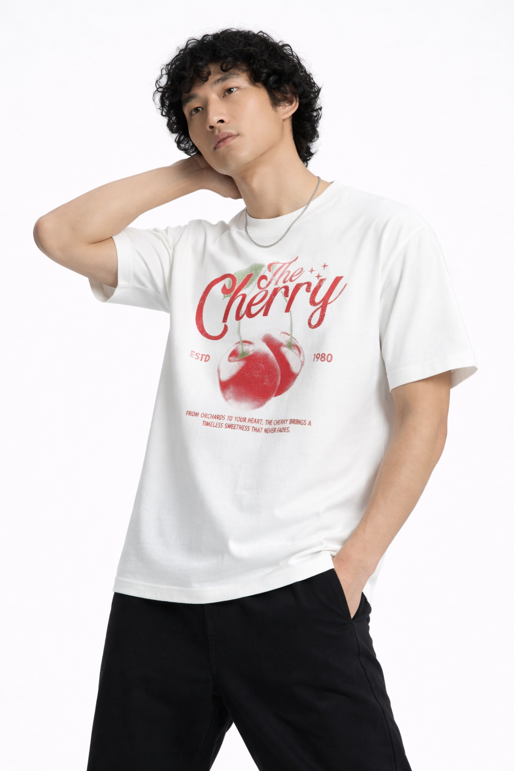 Cherry Graphic Tee Weiß Baumwolle 100%