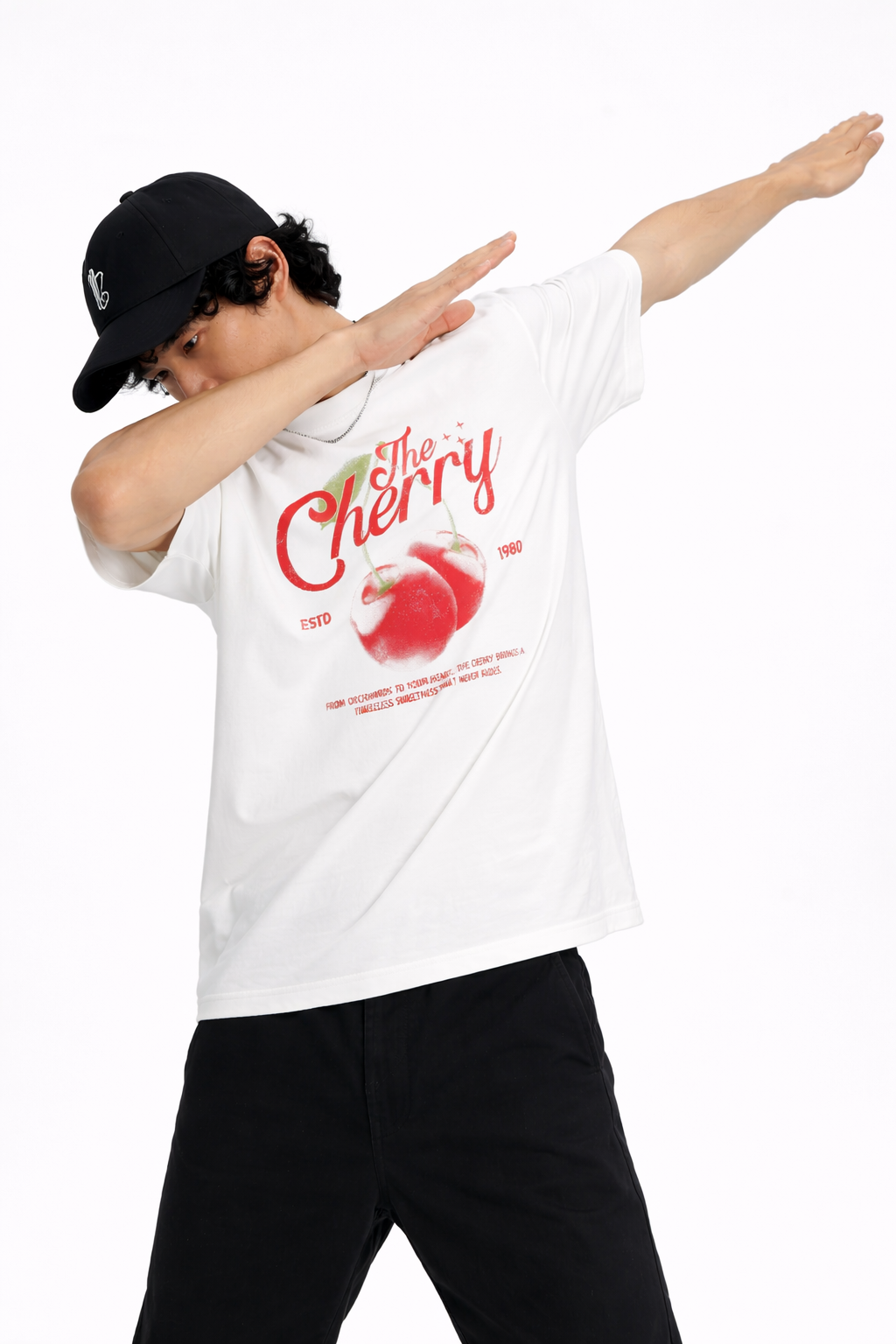 Cherry Graphic Tee Weiß Baumwolle 100%