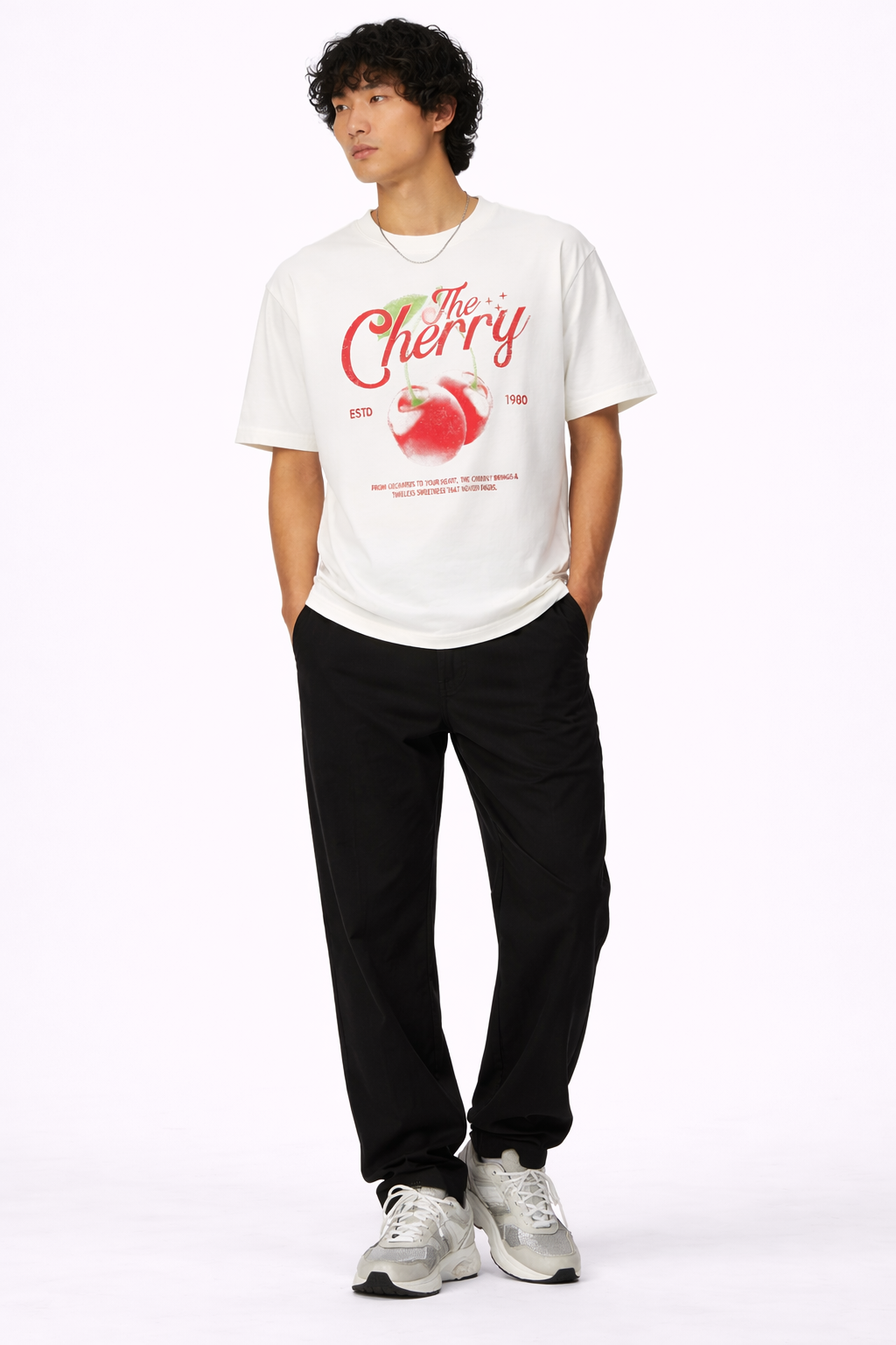 Cherry Graphic Tee Weiß Baumwolle 100%
