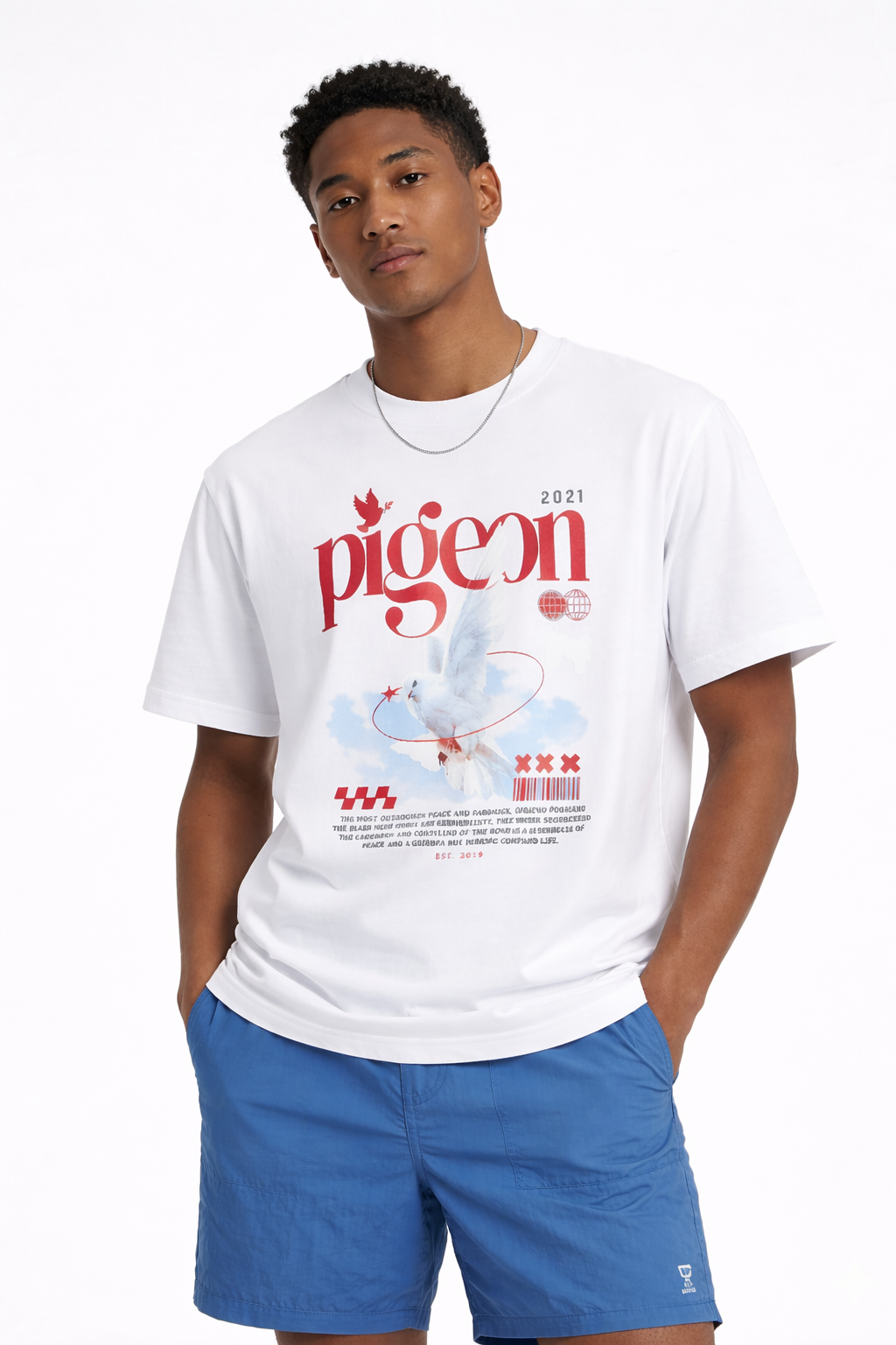 Pigeon Oversize T-Shirt Weiß – 250 GSM Heavy Cotton