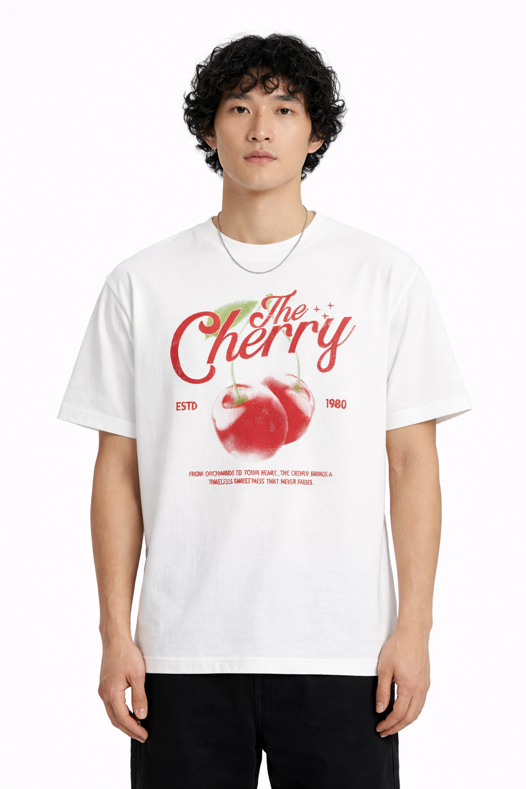 Cherry Graphic Tee Weiß Baumwolle 100%
