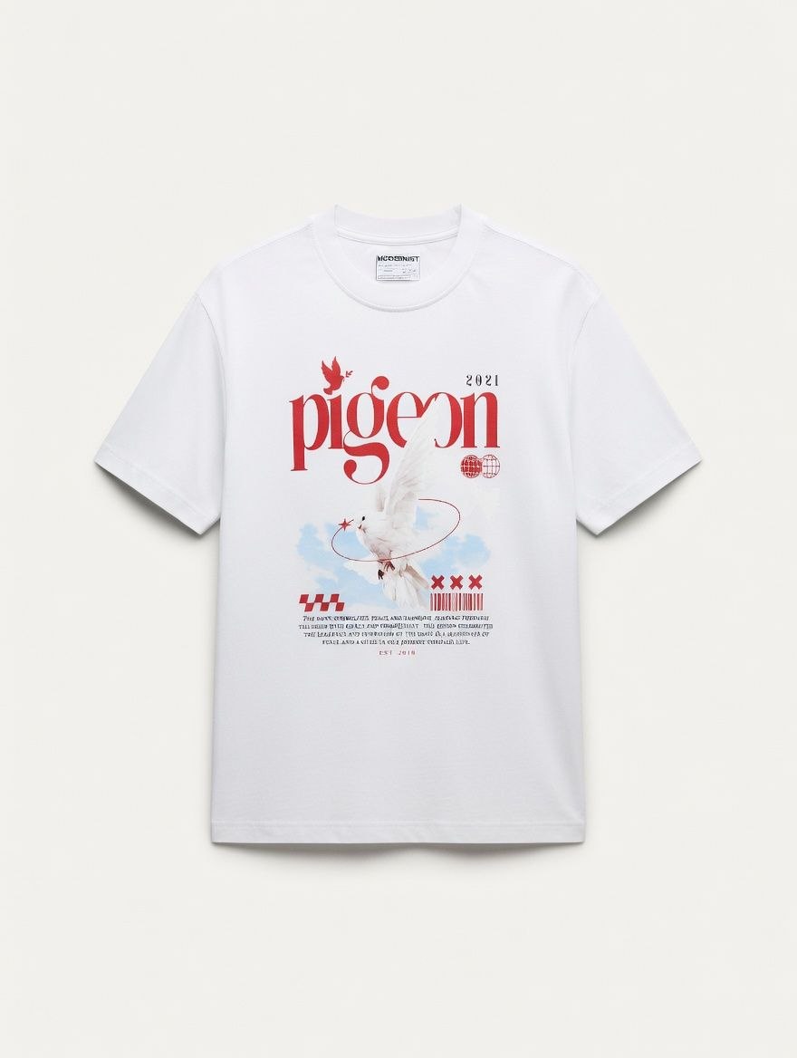 Pigeon Oversize T-Shirt Weiß – 250 GSM Heavy Cotton