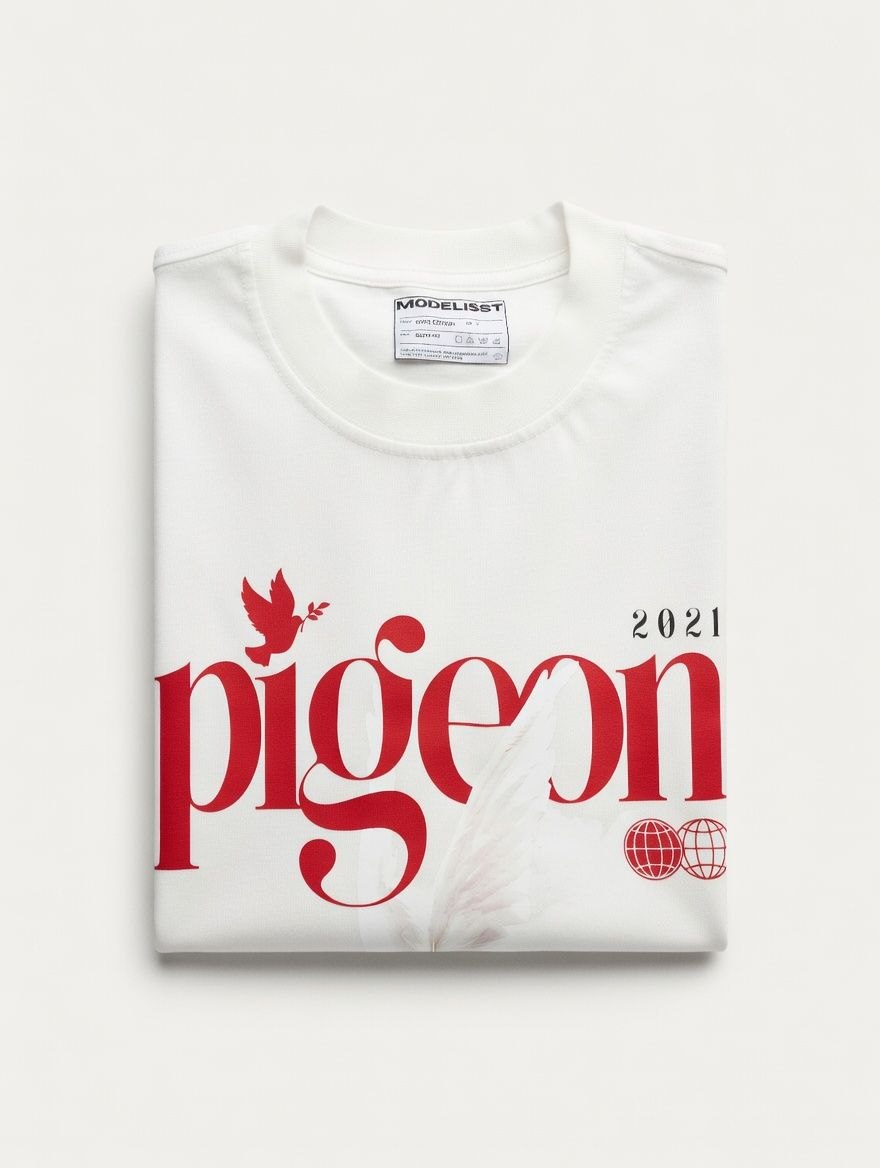 Pigeon Oversize T-Shirt Weiß – 250 GSM Heavy Cotton