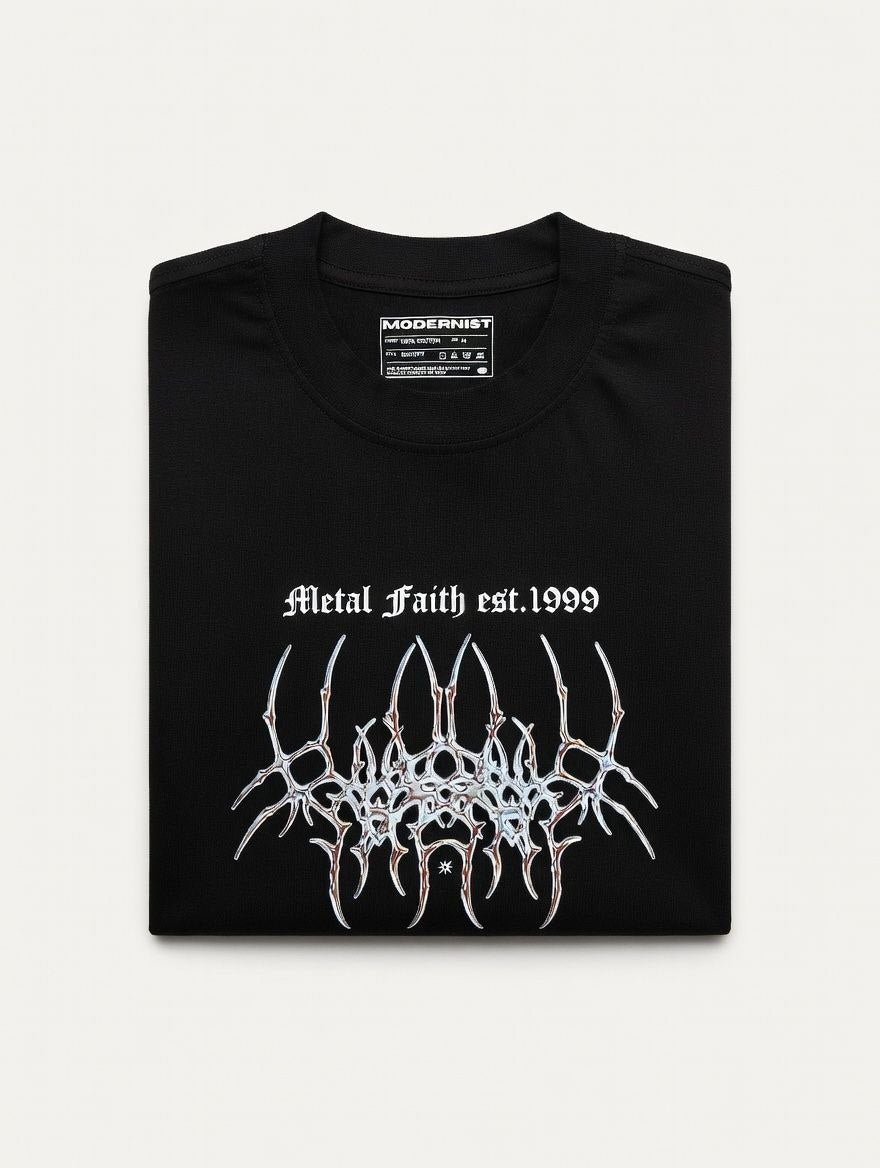 Metal Faith T-Shirt Schwarz | Graphic Tee aus 100% Baumwolle
